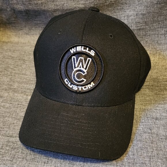 Richardson Pro 185 L-XL Black Embroidered Wells Custom Baseball Cap - Picture 1 of 8